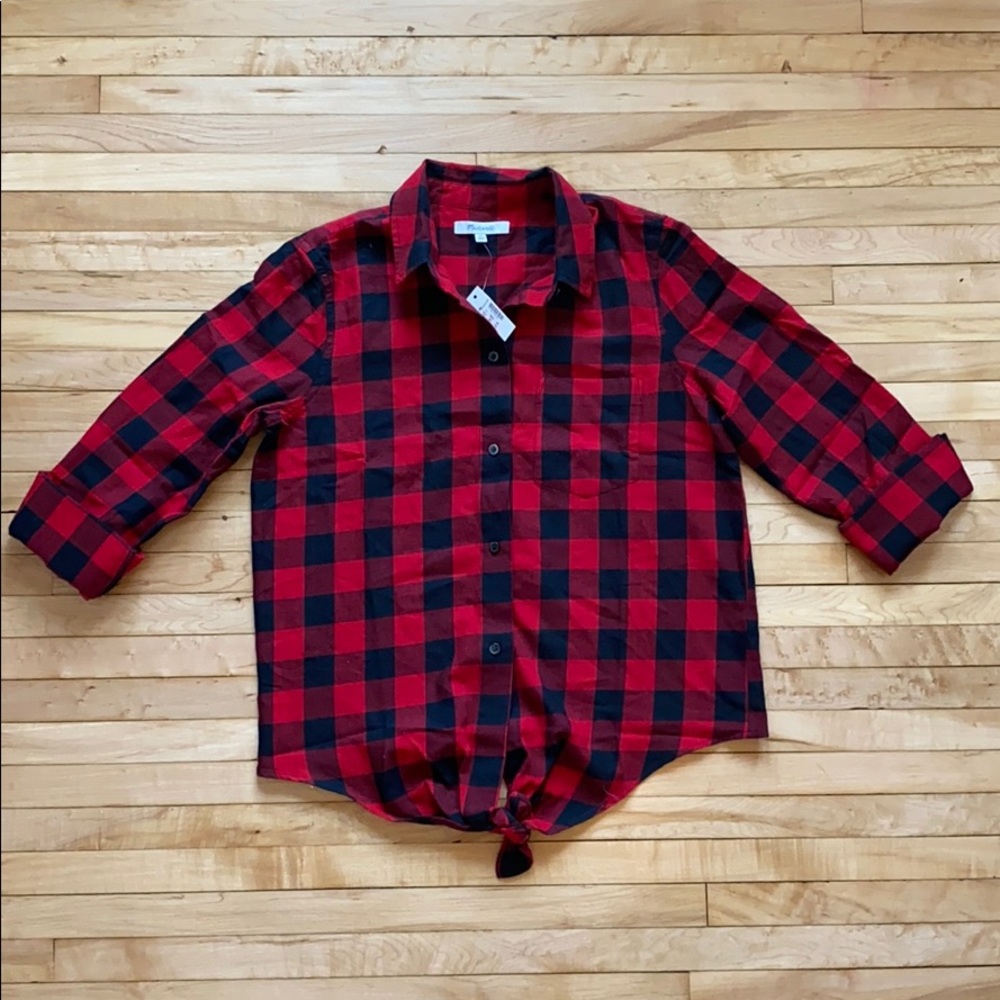 Madewell Buffalo Flannel Tie-Front Button Down XS